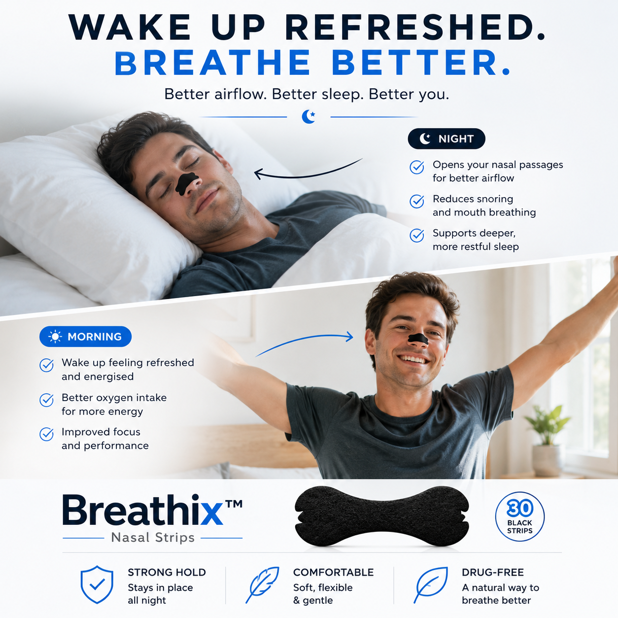 Breathix™ Nasal Strips – Black (30 Pack)